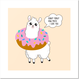 Donut forget how much I love you - Llama Valentine's Day Posters and Art